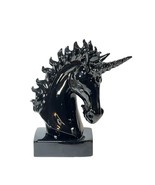 Magical Black Fantasy Unicorn Bust 12” tall Ceramic Figurine Bookshelf D... - £35.46 GBP