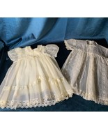 VTG A Carol Joy Creation &amp; An Untagged  Christening Dress &amp; Slip Chiffon... - $22.33