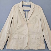 Eddie Bauer Women Jacket Size 10 Tan Khaki Stretch Classic Long Sleeve Button Up - £9.17 GBP