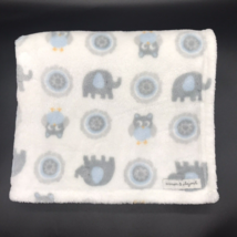 Blankets &amp; Beyond Baby Blanket Elephant Circle Owl Blue Gray - £10.17 GBP