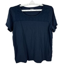 Basic Editions Womens Navy Blue Lace Accent T-Shirt Size IX - £14.31 GBP