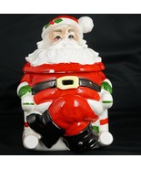 Mid-Century Lefton Christmas Santa Claus Cookie Jar in Candy Cane Rocker - £49.17 GBP