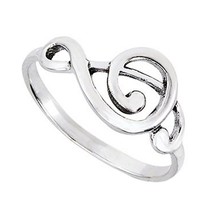 Music Note Treble Clef Ring Solid 925 Sterling Musician Band Jazz Classical - £15.97 GBP