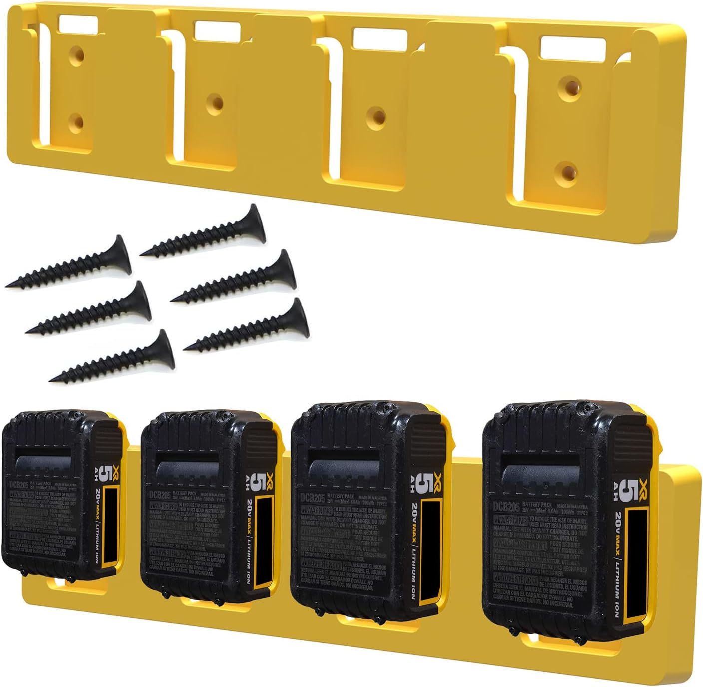 Battery Rack Compatible Dewalt 20V Battery Holder, Mount 4 Slot Bulk, Ye... - $14.48