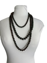 Multi Triple Strand Necklace Faceted Beaded Copper Look Patina 19-22&quot; Adjustable - £19.78 GBP