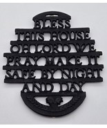 Cast Iron Trivet Bless This House Prayer Vintage Kitchen Wall Decor - $27.94 CAD