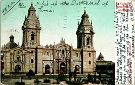 Vtg Cartolina 1907 Catedral De Lima Cartolina Antigua Perù Udb - £15.13 GBP