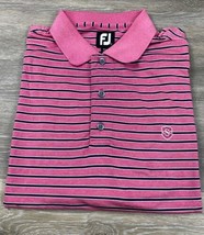 Footjoy FJ Golf Polo Men’s size large Shirt Short Sleeve Pink Blue Stripe Golf - £14.52 GBP