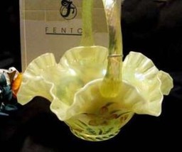 1470 Vintage Fenton Topaz Family Signed Floral Basket - £137.13 GBP