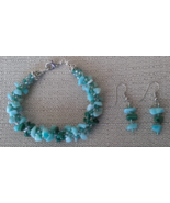 7&quot; Bracelet  &amp; earrings Amazonite and Malachite Kumihimo//Gemstones//Womens - £27.65 GBP