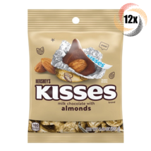 12x Bags Hershey's Kisses Milk Chocolate With Almonds Candy Peg Bags | 4.48oz - £35.66 GBP