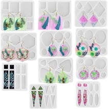 11Pcs Earrings Mold for Epoxy Resin Arch Oval Hexagon Teardrop Pendant Silicone - £17.61 GBP