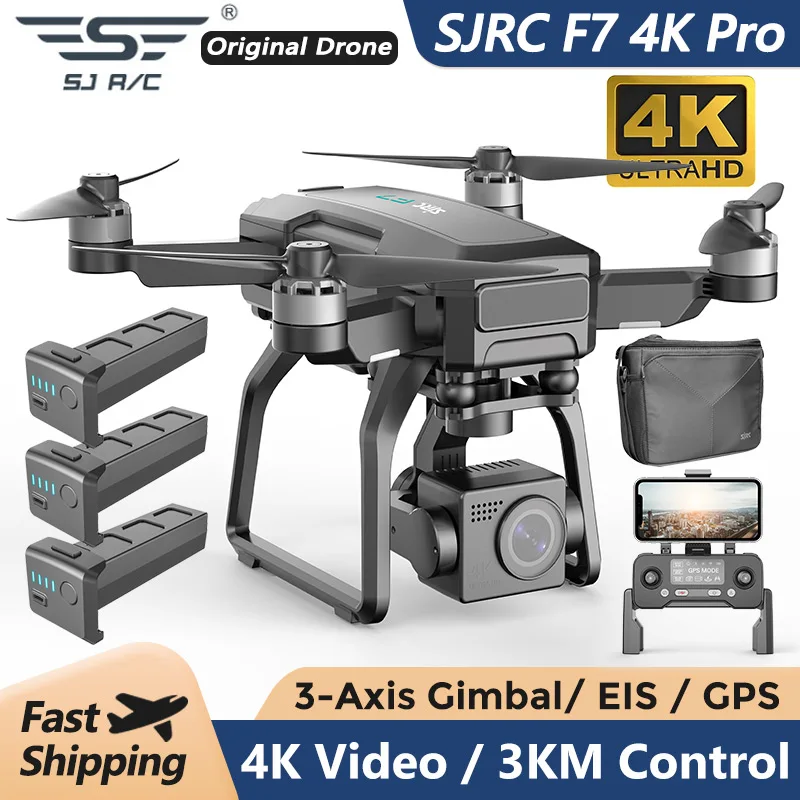 Sjrc F7 4K Pro Drone With Hd Camera 3-Axis Gimbal Aerial 5G Gps Wifi 3km - £398.34 GBP+