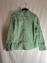 Tommy Hilfiger Petite Longsleeve green with white strips size Large - $25.26