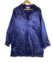 The Lingerie Collection Sleep Shirt Nightgown Silky Blue Button Up Size ... - $750.74 MXN