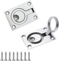 2 Pack Stainless Steel Square Flush Pull Ring Handles Recessed Boat Hatch Latch - £14.34 GBP