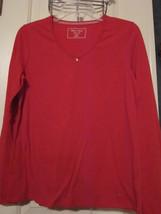 NWT - NAUTICA Adult Size S Red Long Sleeve Sleepwear Top with Anchor Accent - £18.86 GBP
