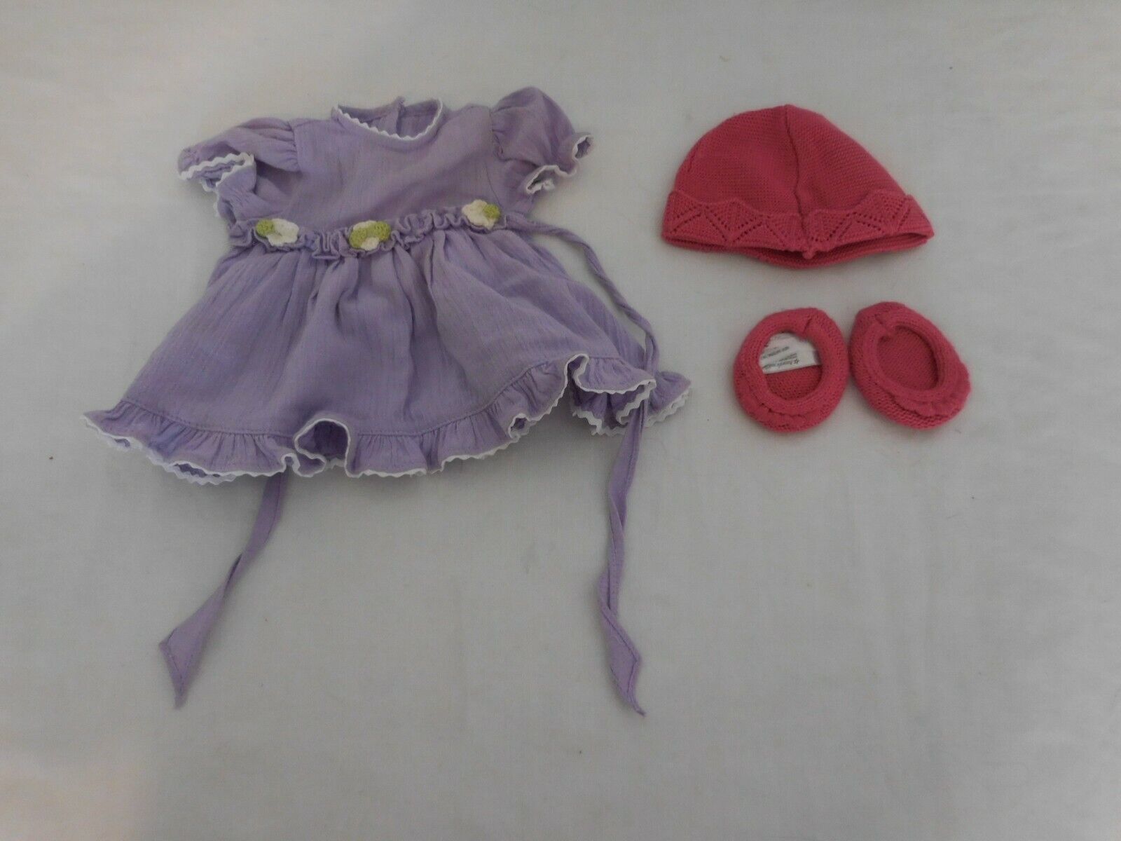 American Girl Bitty Baby 2011 Backpack Starter Set Pink Knit Hat and Shoes - $37.64