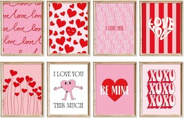  8 Sheet Valentine&#39;s Day Wall Art Prints Red Pink Love Heart Posters De - $32.51