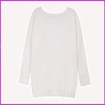 Fuzzy Long Sleeve Soft White Mohair V Neck Extra Long Woolen Pull Over Sweater  image 5