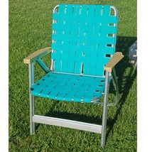 Vintage Folding Aluminum Chair Webbed Patio Lawn Chair Blue (TEAL / Aqua) - $49.49