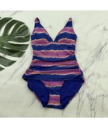Tommy Bahama Womens One Piece Swimsuit Size 6 Pink Blue Tie Dye Stripe R... - $37.89 CAD