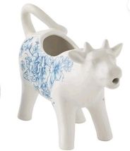 Pioneer Woman ~ AGATHA ~ Stoneware ~ Cow Shaped Creamer ~ BLUE Floral - $40.00
