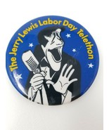 The Jerry Lewis Labor Day Telethon Button Pin Vintage 1981 Blue Gold - $11.35