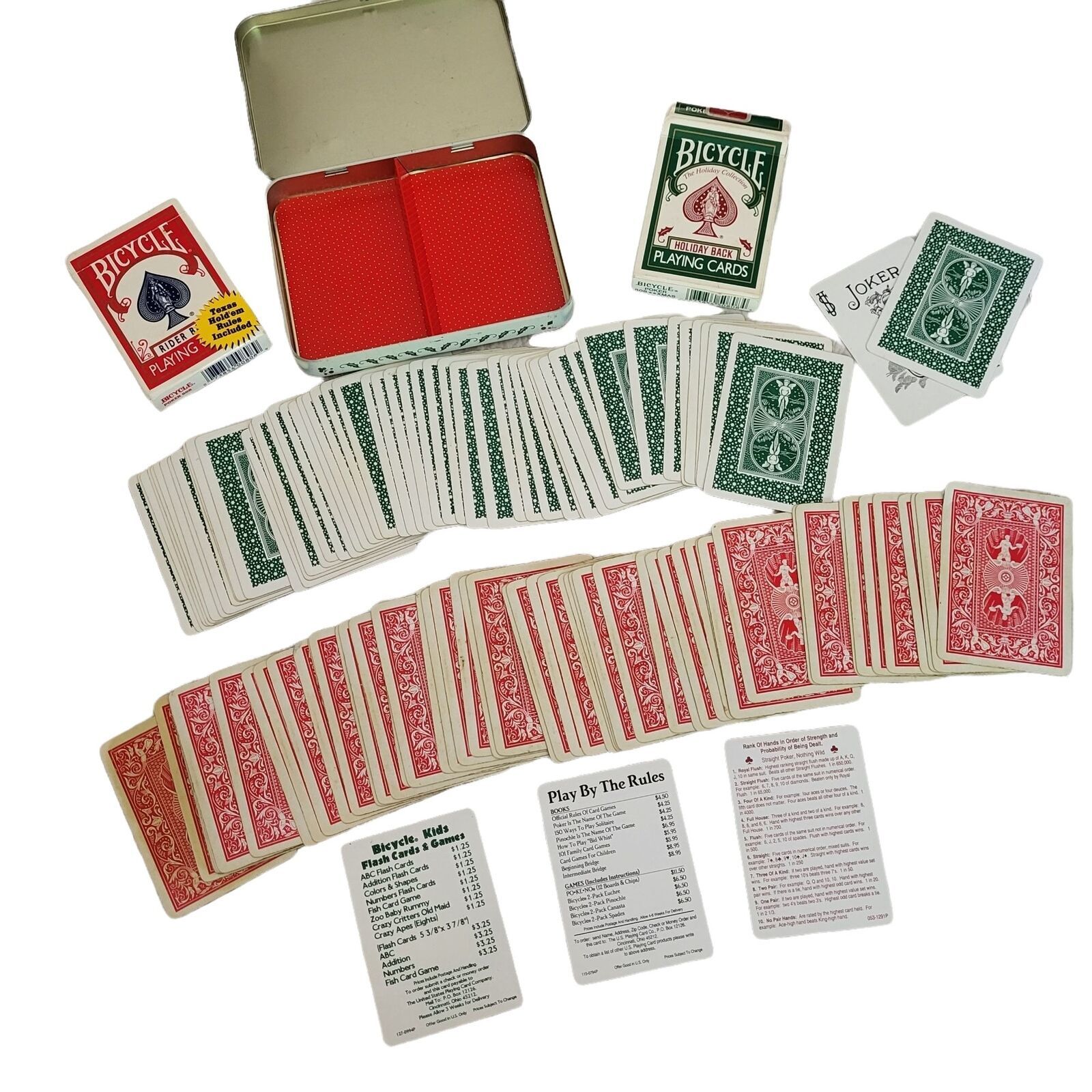Vintage Bicycle Holiday Playing Cards Set Collector's Tin 2 Poker Decks - $16.65