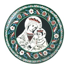 Gumus Gini Madonna &amp; Child Religious Christian Ceramic Plaque Turkish Handmade  - £30.29 GBP
