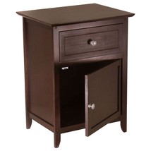 Antique Walnut Wood Finish 1-Drawer Bedroom Nightstand End Table Cabinet - £136.59 GBP