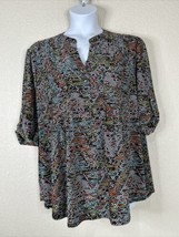 NWT Cocomo Womens Plus Size 3X Colorful Pocket V-neck Stretch Blouse 3/4 Sleeve - £22.96 GBP