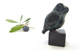 An item in the Art category: Athena Bronze Owl, Metal Art Sculpture on Marble
