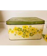 Vitg Decoware Metal Tin Bread Box Avocado Yellow Floral Groovy Flower Po... - £29.98 GBP