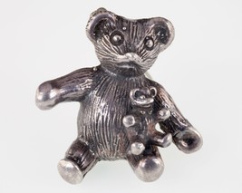 Vintage Sterling Silver Teddy Bear Brooch 15.7gr - $78.20