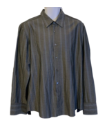 Hugo Boss Mens Button Up Dress Shirt Size XL Striped Long Sleeve Gray Blue - £22.24 GBP