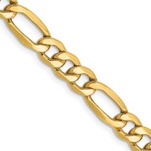 14K Gold 6.6mm Semi-Solid Figaro Chain Bracelet Jewelry 7&quot; - £303.56 GBP