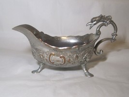 Vintage  Silver Plated Gravy Sauce Boat with Griffon Head Handle - £70.28 GBP