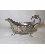 Vintage  Silver Plated Gravy Sauce Boat with Griffon Head Handle - $1,774.81 MXN