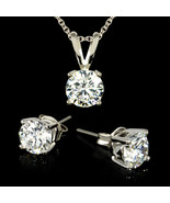 3-Piece Set: 3 Carat Total Weight Simulated-Diamond Necklace &amp; Earrings - £15.21 GBP
