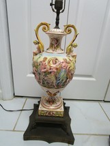 CAPODIMONTE MID CENTURY TABLE LAMPS FLOWERS CHERUBS GOLD PICK 1 19&quot; - $148.99