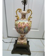 CAPODIMONTE MID CENTURY TABLE LAMPS FLOWERS CHERUBS GOLD PICK 1 19&quot; - $203.77 CAD