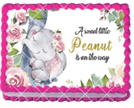 Baby Elephant Little Peanut Edible Image Personalized Baby Shower Cake T... - $15.16+