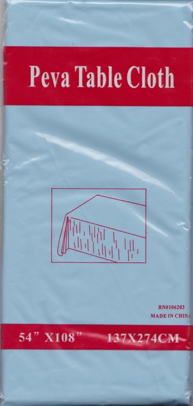 NEW Peva Table Cloth 54&quot; x 108&quot; (137cm x 274cm) - LIGHT BLUE - $5.98