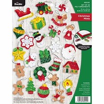 Bucilla Felt Applique Ornament Kit, 2.5&quot; x 2.5&quot;, Christmas Minis - £26.97 GBP