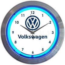 Volkswagen Car Garage Neon Clock 15&quot;x15&quot; - £62.90 GBP