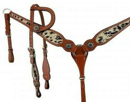 Western Horse Hair on Leather Tack Set One Ear Bridle + Breast Collar - £77.37 GBP