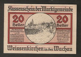 Austria Kassenschein d Marktgemeinde WEISSENKIRCHEN In Der Wachau 20 heller 1920 - £1.55 GBP