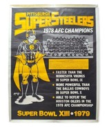 Vintage Rare Pittsburgh Super Steelers 1978 AFC Champions Poster Super B... - $148.99