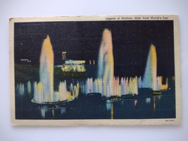 New York Worlds Fair Postcard League Of Nations Fountains Linen 1939 Curt Teich - $7.98